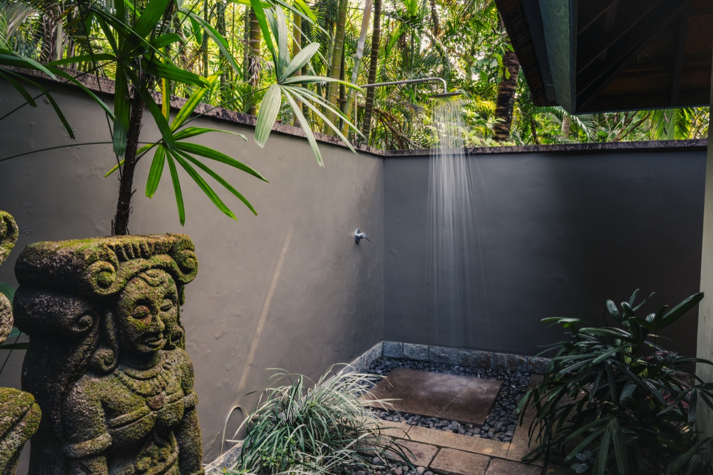 The Krishna room's open-air garden shower