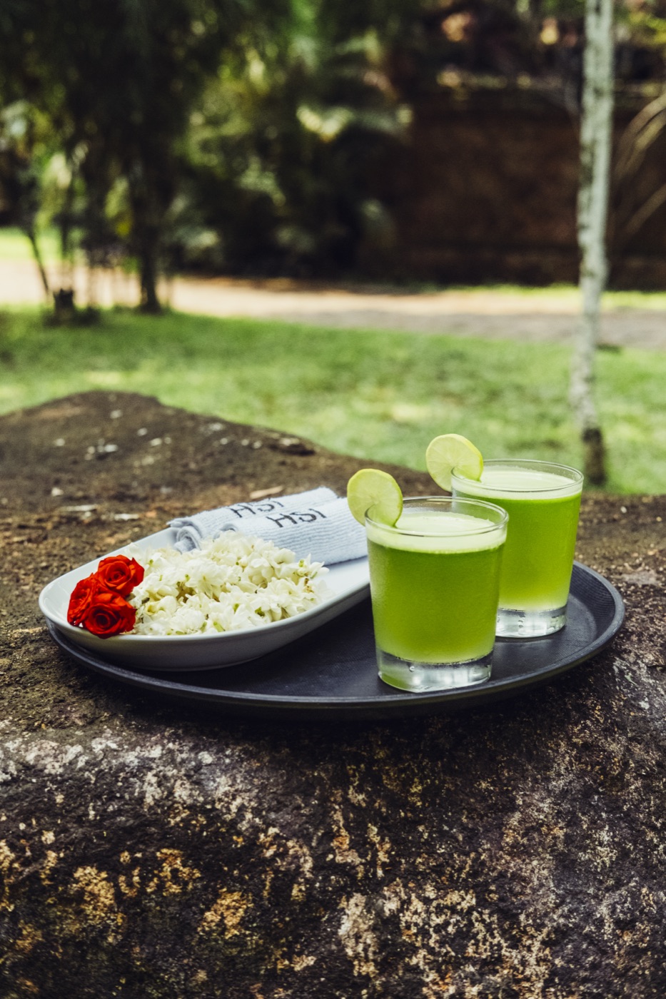 Welcome drinks laid out for guests